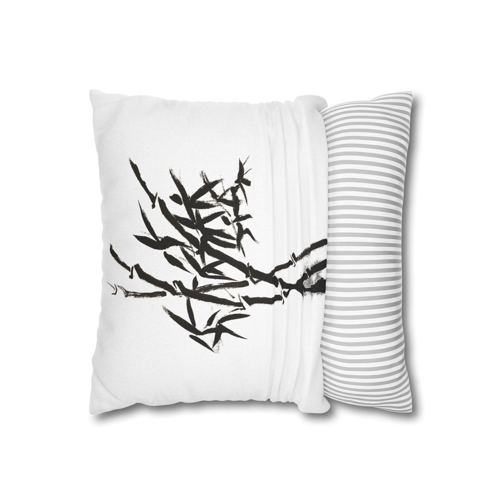 Bamboo Ink Sumi‑Style Square Pillowcase