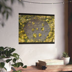 Abstracte geode matte horizontale poster — Gele kristaltextuur wanddecoratie 
