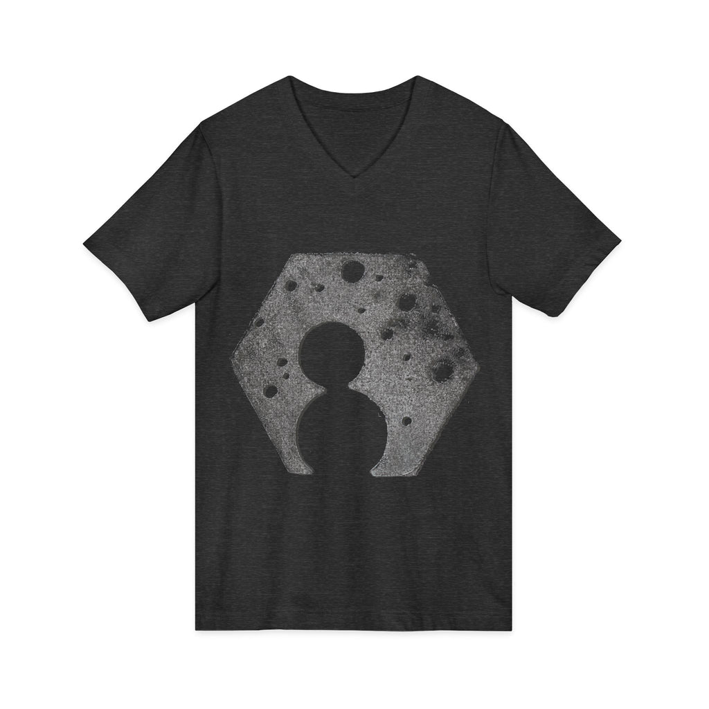Hex Moon Graphic Tee Design Hex02 — Distressed Space Cheese Vintage Astronomy V-Neck T-Shirt