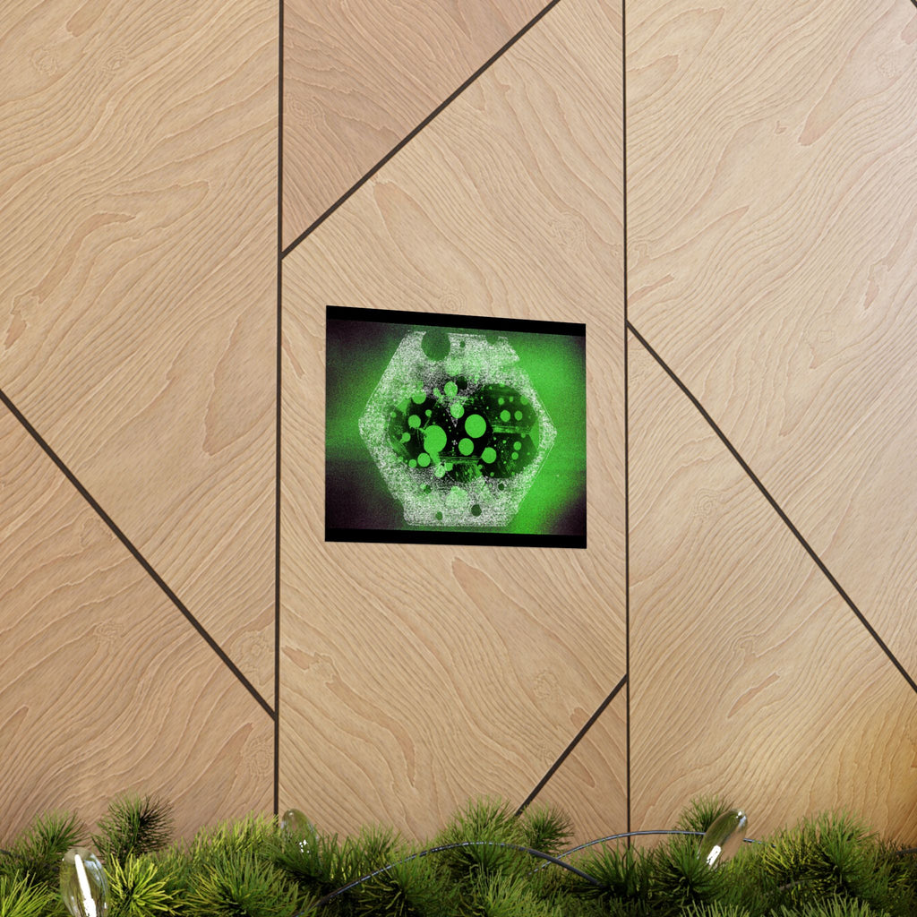 Abstract Green Hexagon Matte Poster — Sci‑Fi Geometric Wall Art
