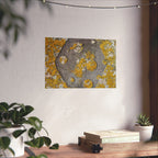 Abstracte poster met korstmosstructuur en matte afwerking — Geel &amp; Grijs Botanische Muurdecoratie 