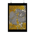 Lichen Texture Matte Poster — Yellow & Gray Nature Wall Art