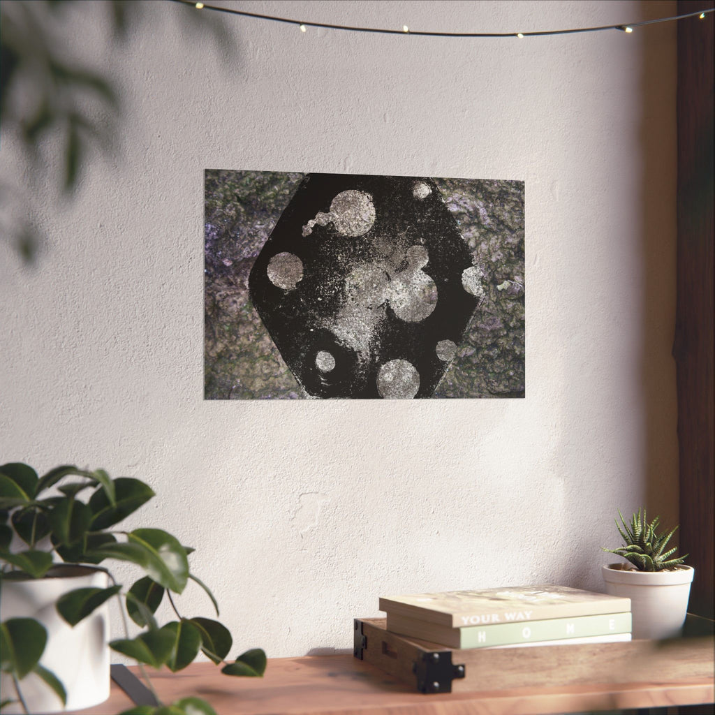 Abstract Galaxy Matte Poster — Black & Silver Cosmic Art (Horizontal)