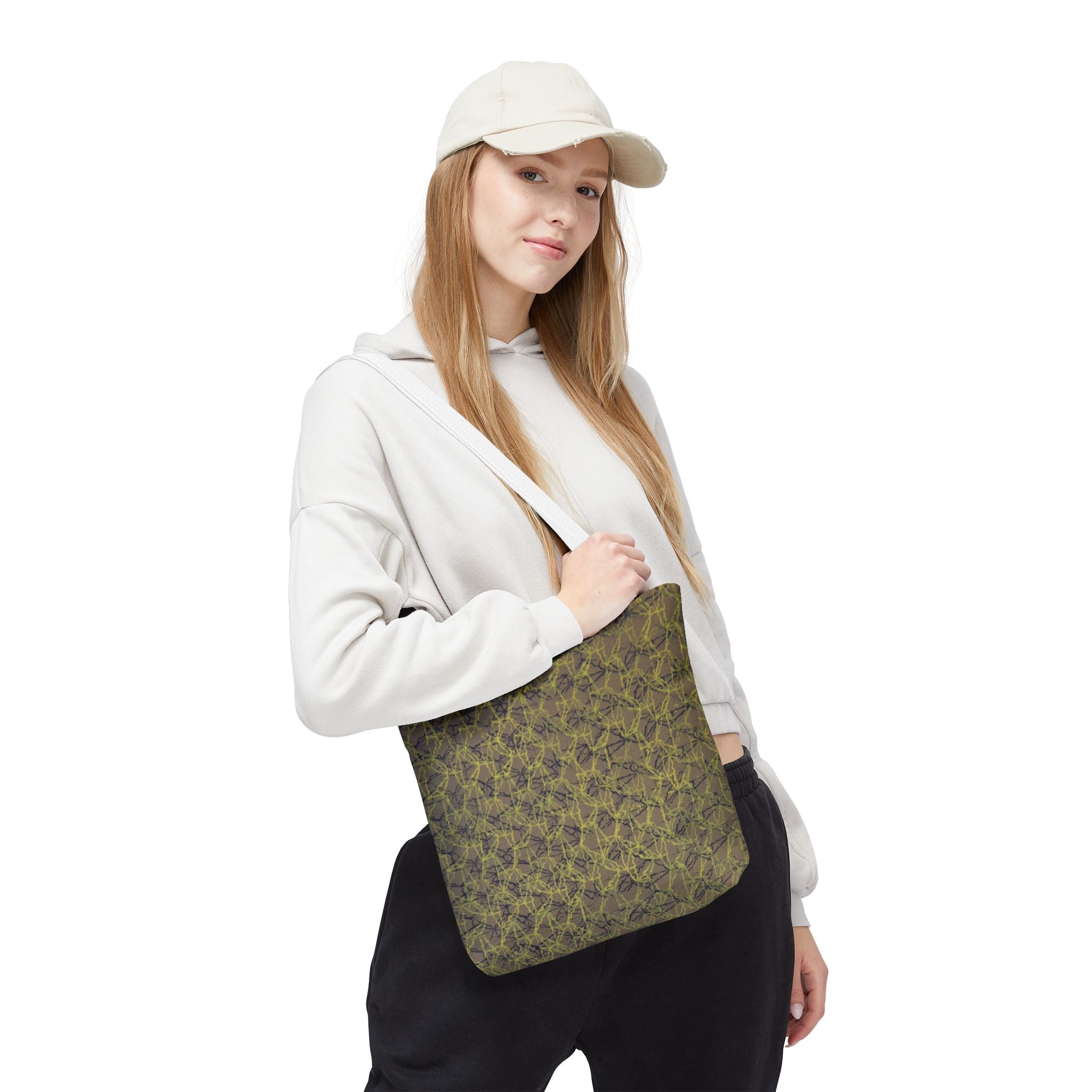 Abstract Olive Mosaic Tote Bag — All-Over-Print Reusable Shopper