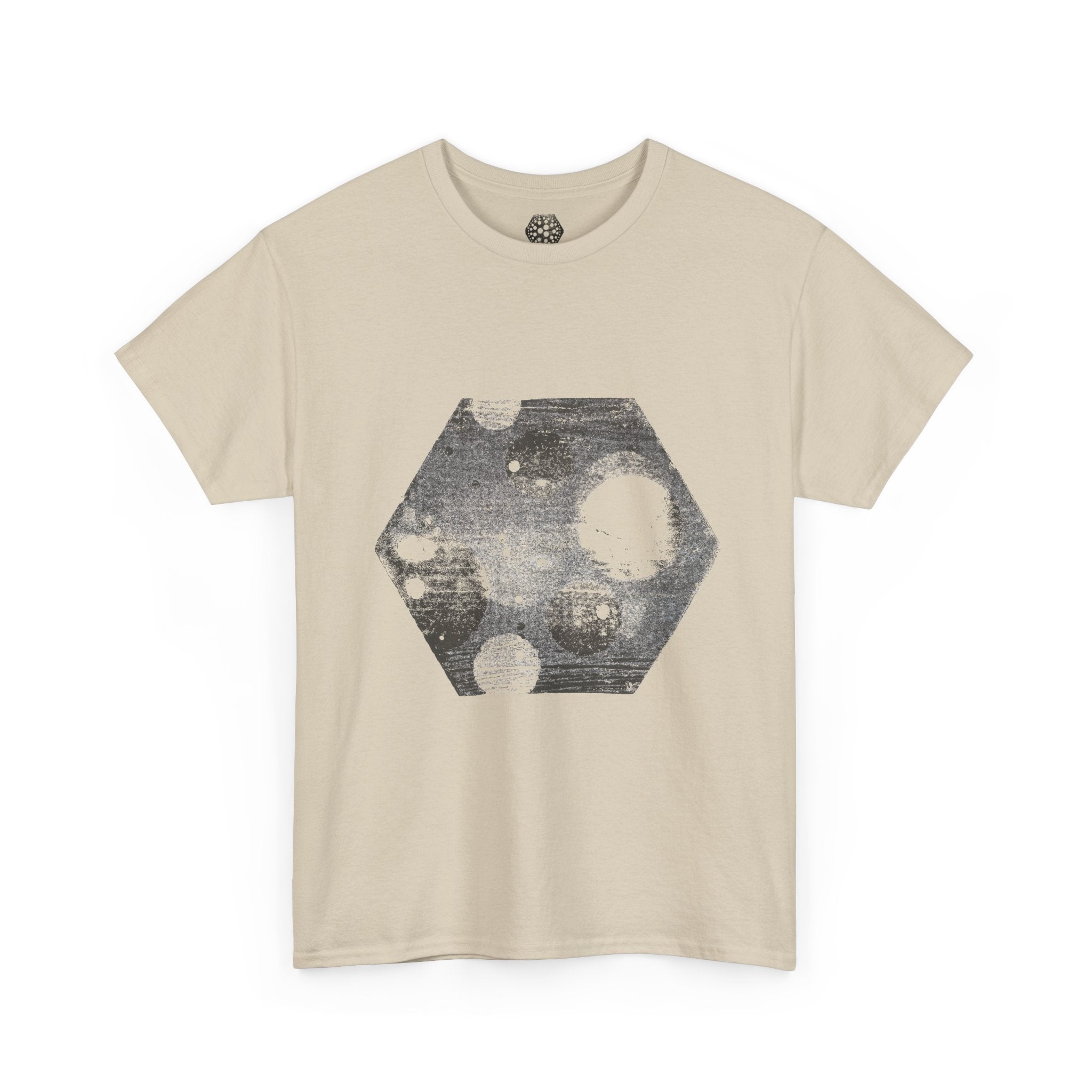 Hexagon Circles Graphic Tee — Digital Manual Print Art