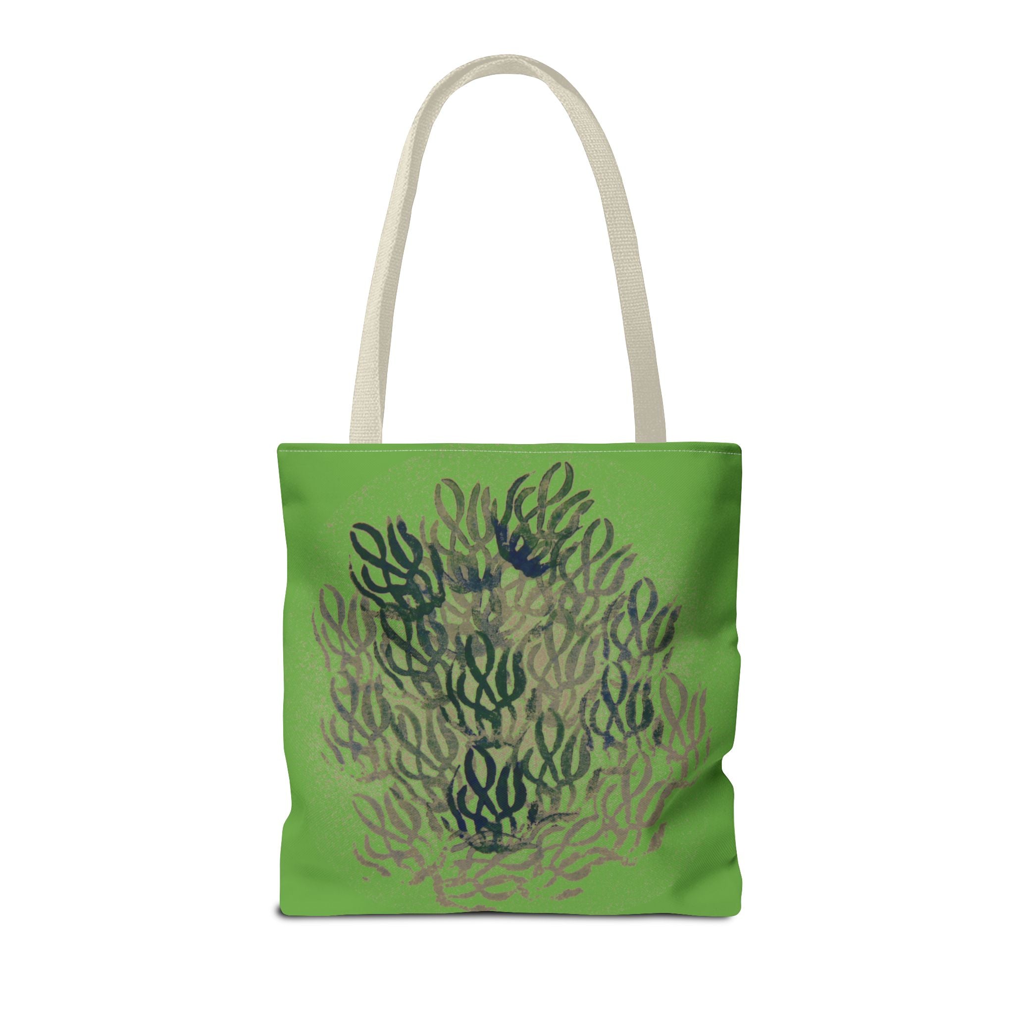 Green Abstract Coral Tote Bag – Ocean-Inspired All-Over Print Tote