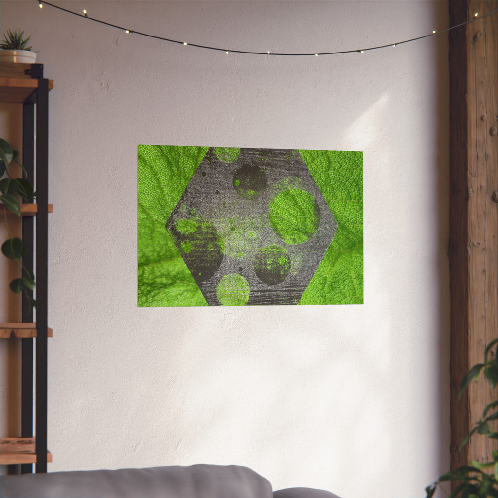 Abstract Green Hexagon Matte Poster — Modern Geometric Wall Art