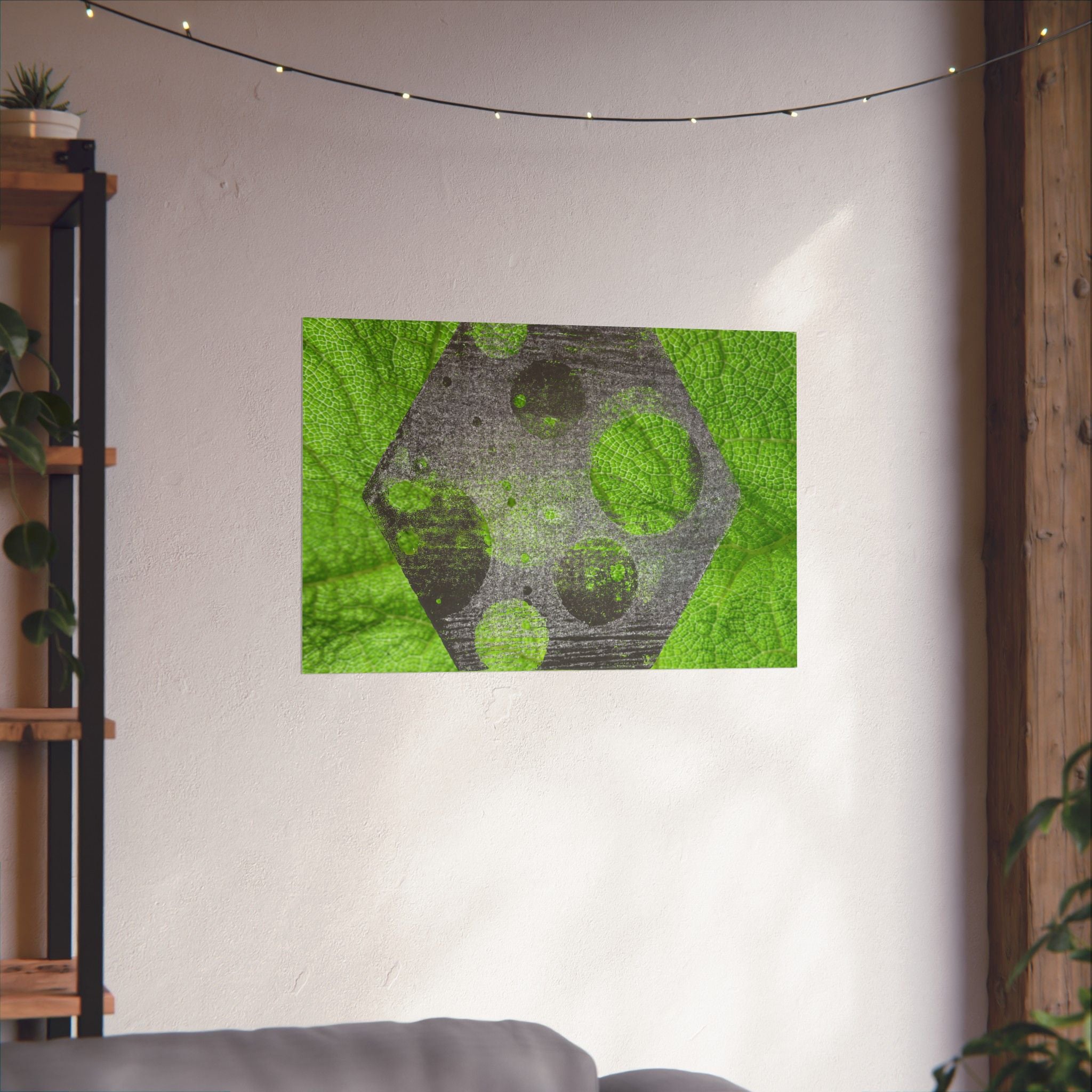 Abstract Green Hexagon Matte Poster — Modern Geometric Wall Art
