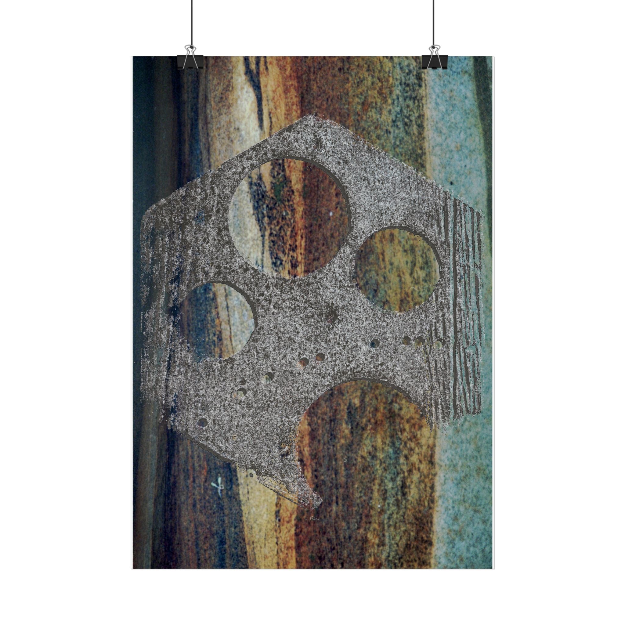 Abstracte poster met roestige tandwielen | Industriële grunge wanddecoratie 