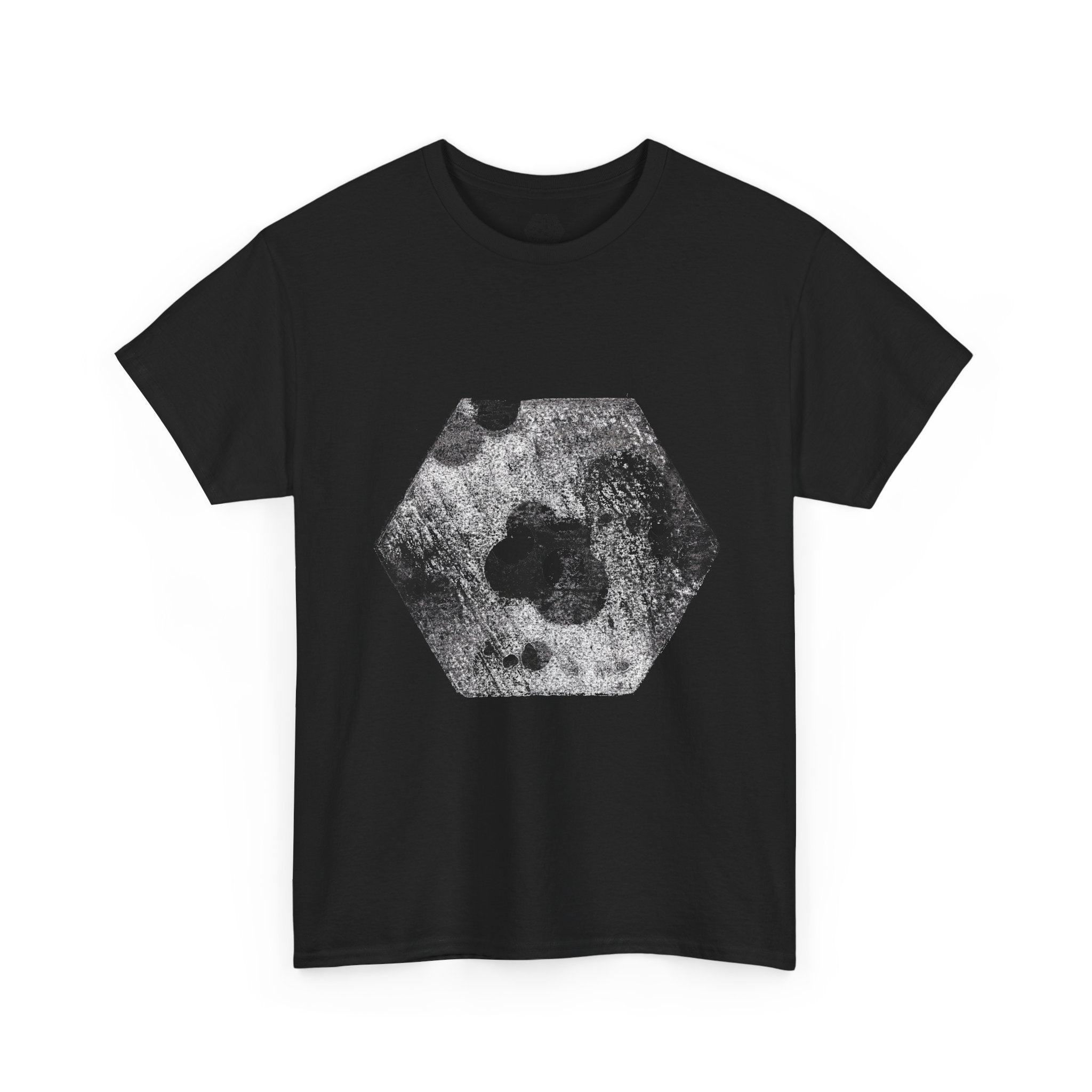 Hexagon Circles Graphic Tee — Digital Manual Print Art
