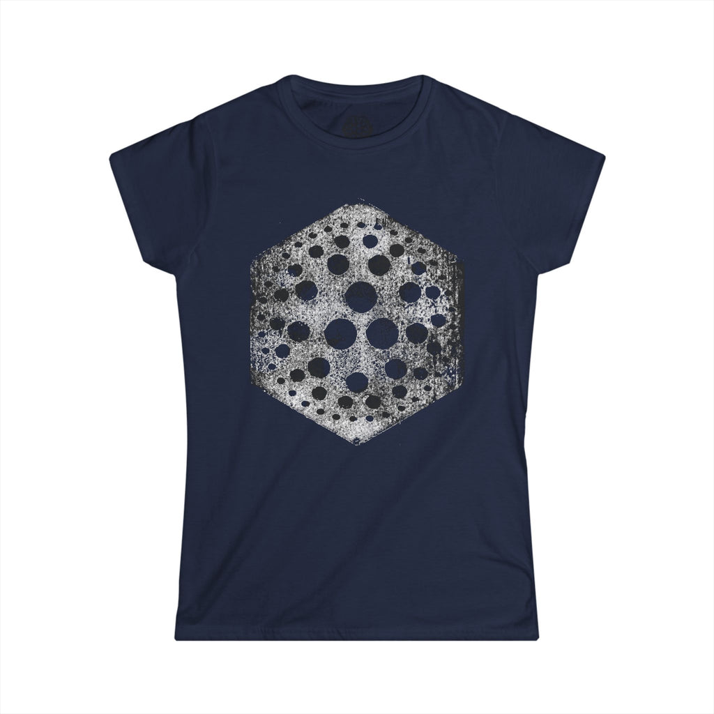 Women's Hexagon Cheese Graphic Tee — Vintage Distressed Dairy Art T-Shirt