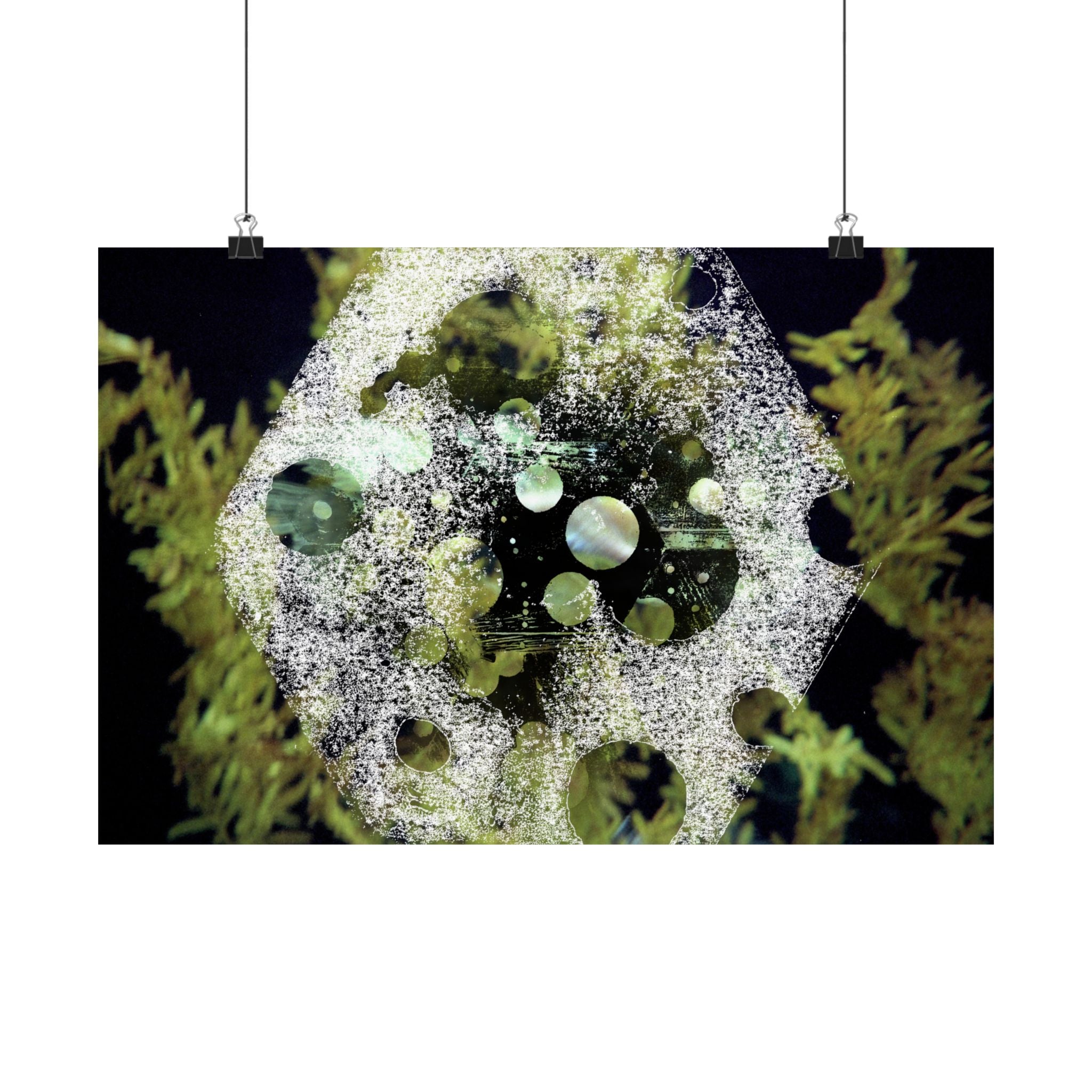 Abstract Green Bubble Matte Poster — Botanical Surreal Horizontal Wall Art