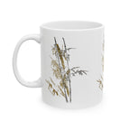 Bamboo Floral Ceramic Mug — Minimal Asian-Inspired Tea Coffee Cup (11oz, 15oz)