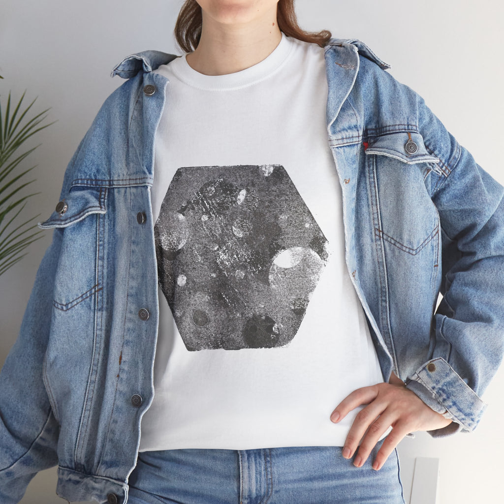 Hexagon Circles Graphic Tee — Digital Manual Print Art