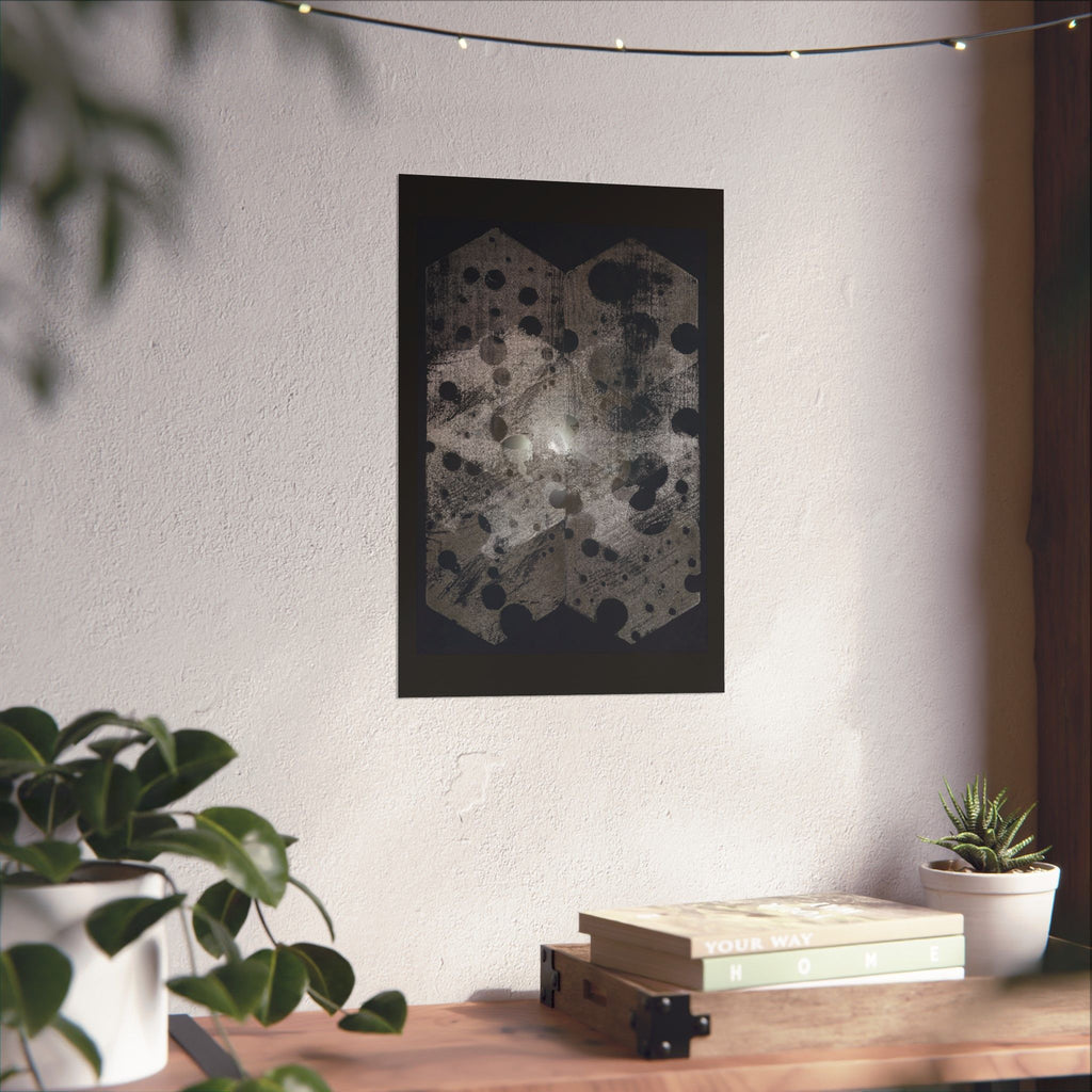 Abstract Geometric Dot Matte Poster — Monochrome Hex Pattern Wall Art