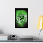 Abstracte groene nevel matte poster — Moderne geometrische muurdecoratie 