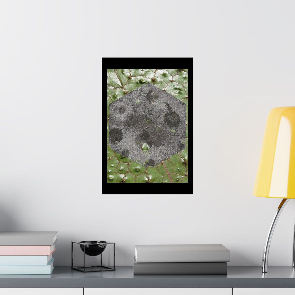 Botanical Moon Hex Poster — Matte Vertical Nature Art Print