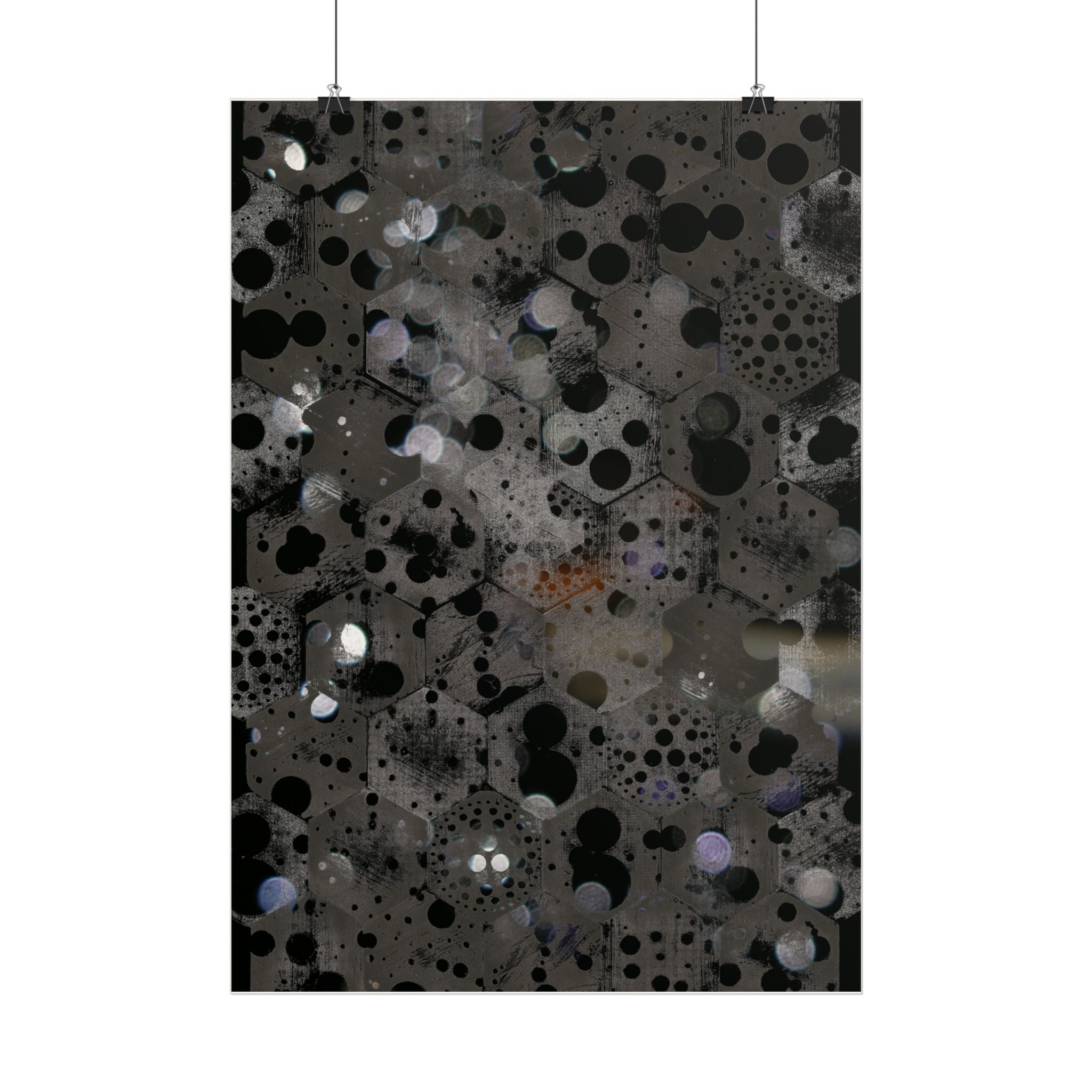 Abstracte poster met zwarte bubbels — Moderne geometrische muurdecoratie 