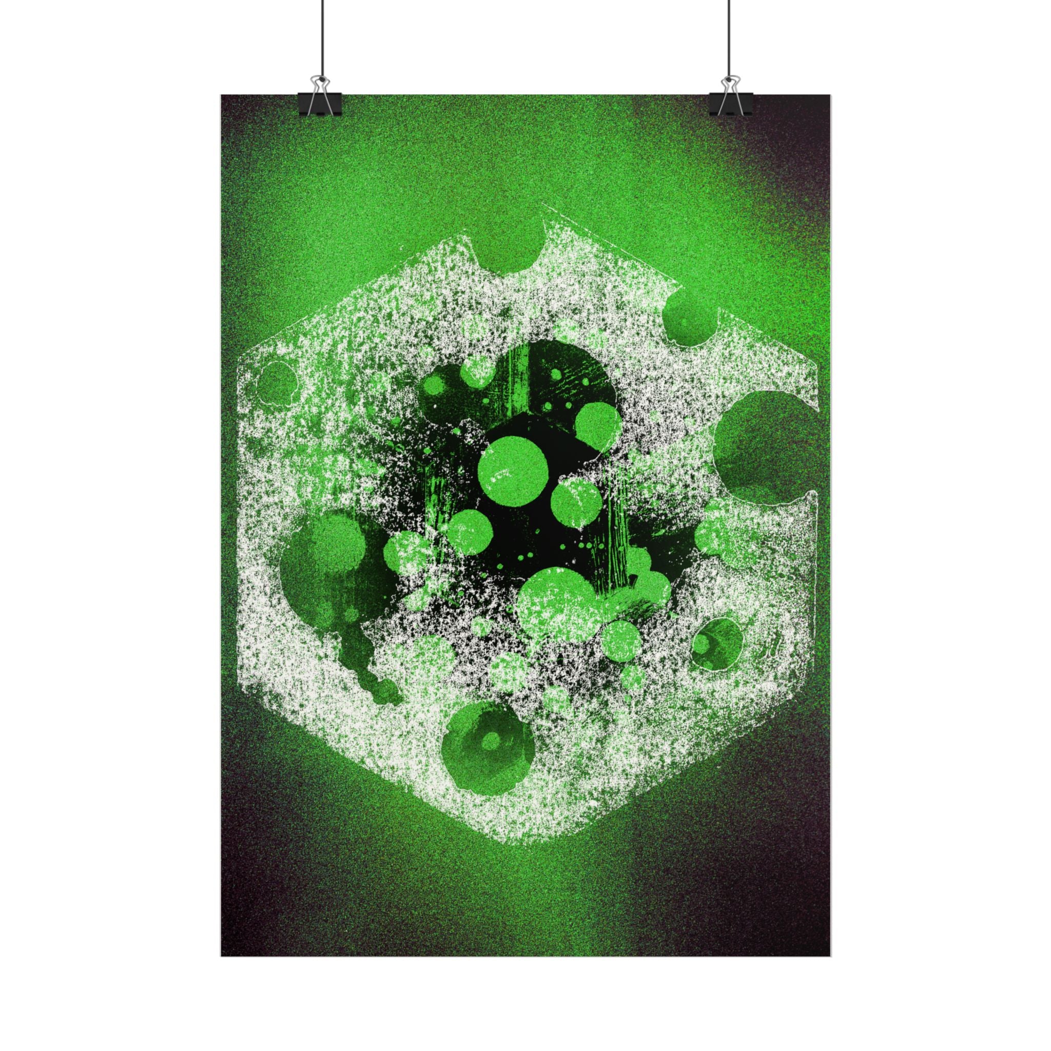Abstract Green Nebula Matte Poster — Geometric Celestial Wall Art