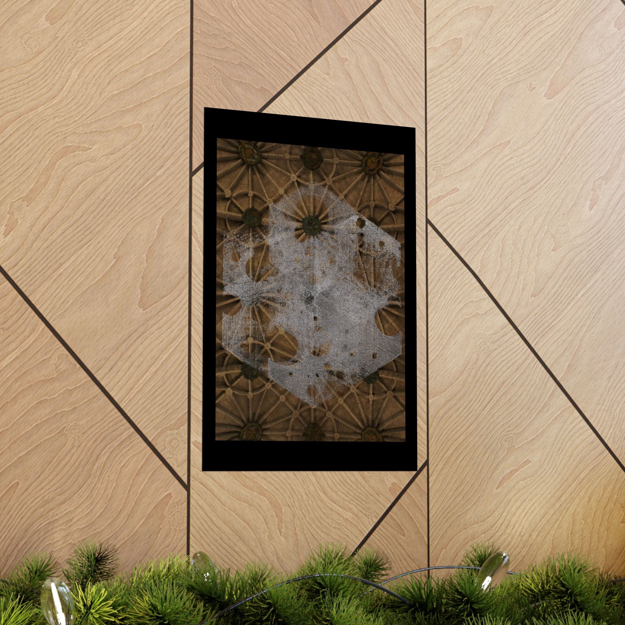 Vintage Floral Ceiling Matte Poster — Distressed Gothic Botanical Wall Art