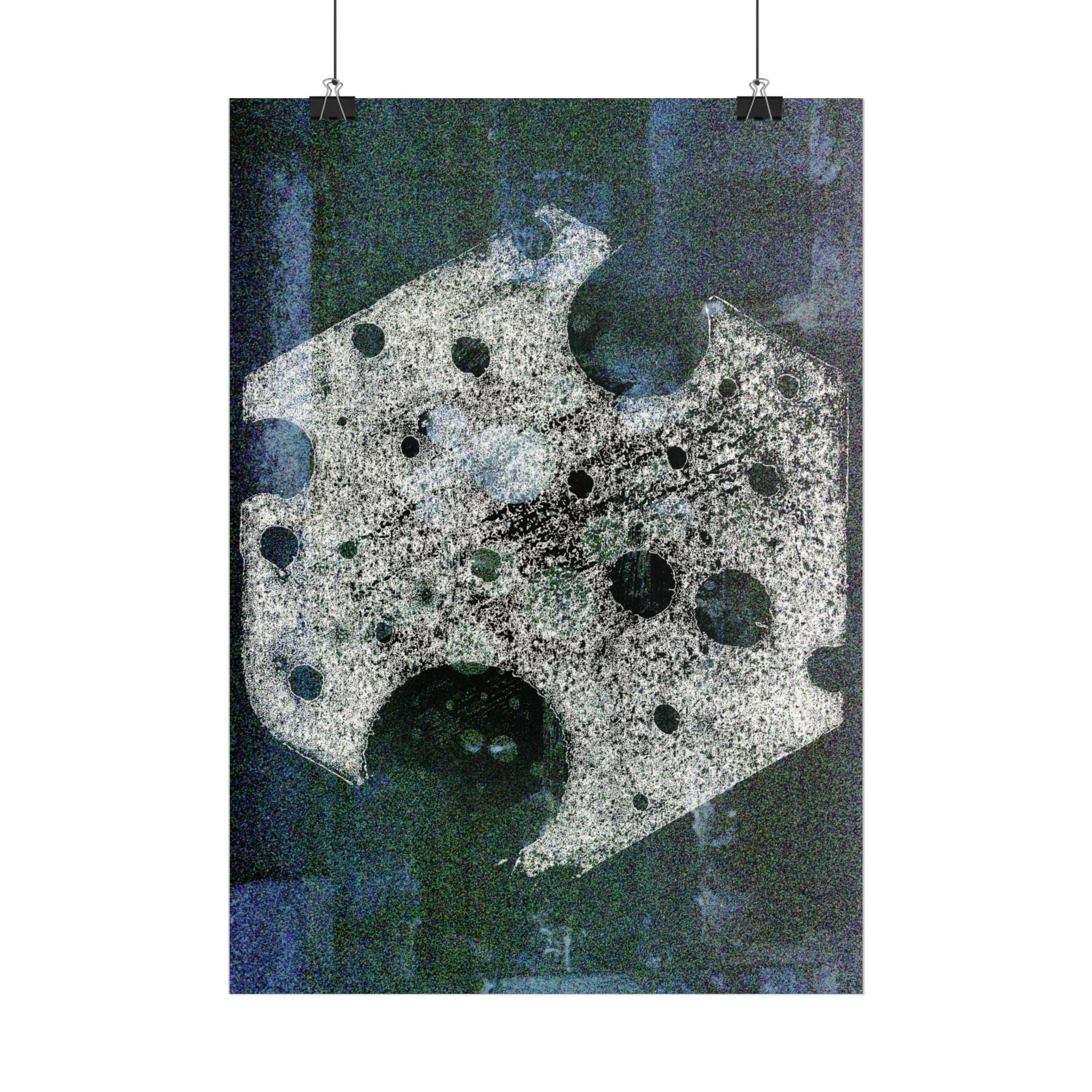 Abstracte poster met maanoppervlak in matte afwerking — Vintage hemelse kunstprint 