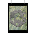 Matte Poster — Abstract Stone Hex Emblem on Green Marble Background