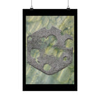 Matte Poster — Abstract Stone Hex Emblem on Green Marble Background