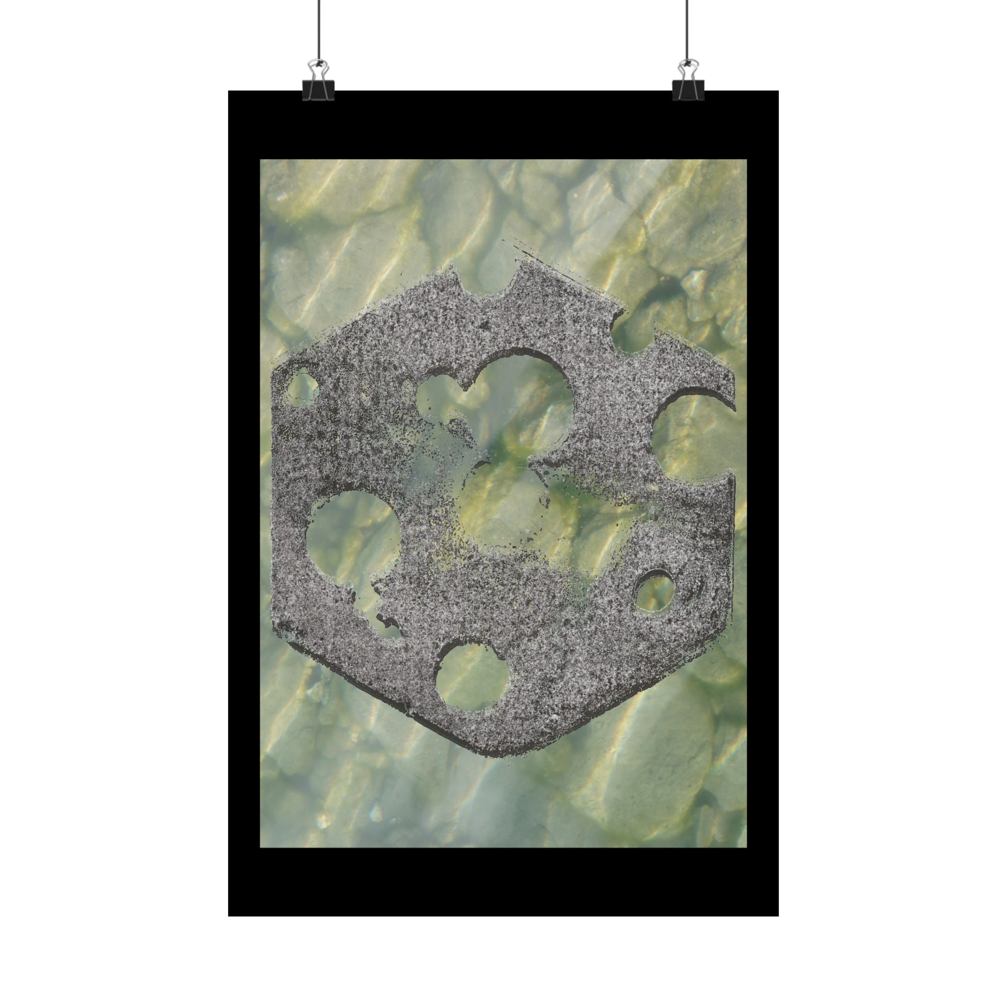 Matte Poster — Abstract Stone Hex Emblem on Green Marble Background