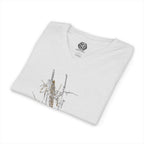 Botanical Grass V-Neck Tee — Minimal Dried Wildflower Illustration Shirt