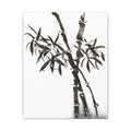 Canvasprint met bamboe-inkt en matte afwerking — Minimalistische Aziatische penseelkunst wanddecoratie 