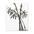 Canvasprint met bamboe-inkt en matte afwerking — Minimalistische Aziatische penseelkunst wanddecoratie 