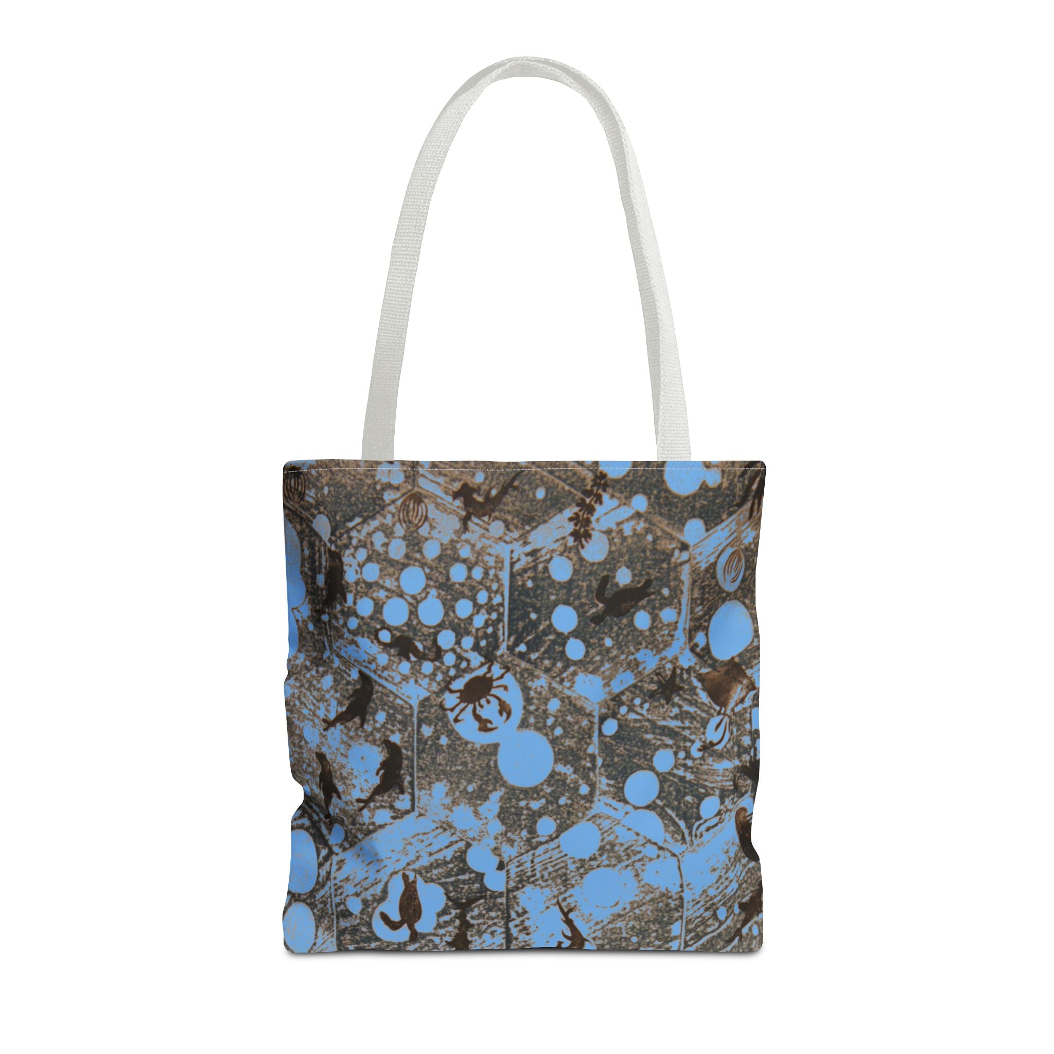 Abstract Blue Splatter Tote Bag - Artistic All-Over Print