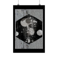 Abstracte zeshoekige maanposter op matte afwerking — Monochroom hemels wanddecoratie 