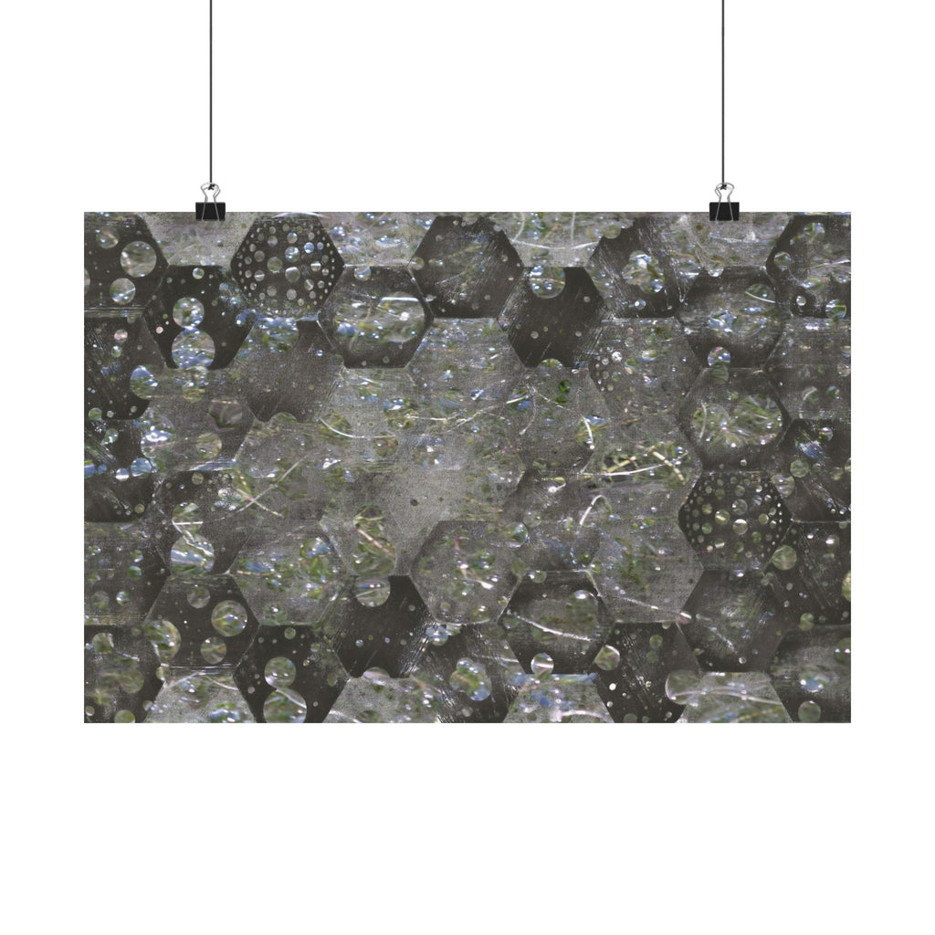 Abstracte zeshoekige poster met bubbelstructuur en matte afwerking — Geometrische wanddecoratie 
