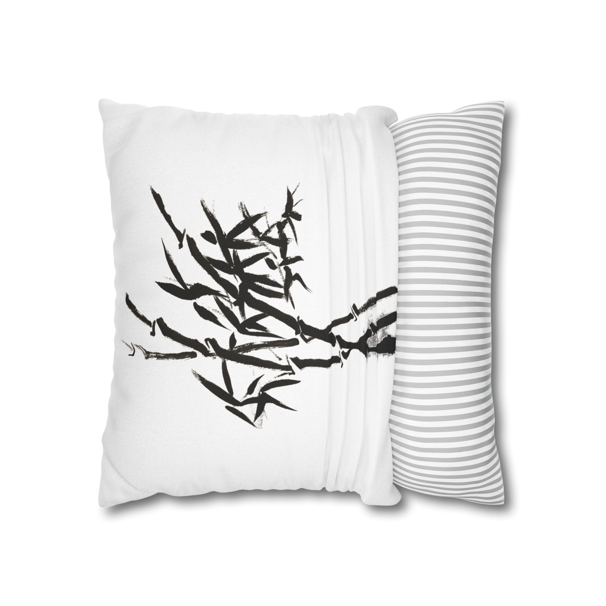 Bamboo Ink Sumi‑Style Square Pillowcase