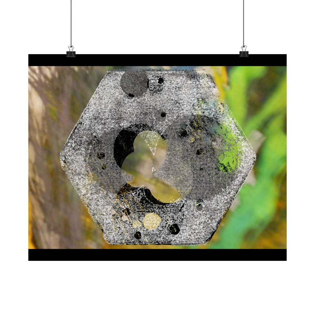 Abstract Hex Bolt Close-Up Matte Poster — Industrial Nature Wall Art