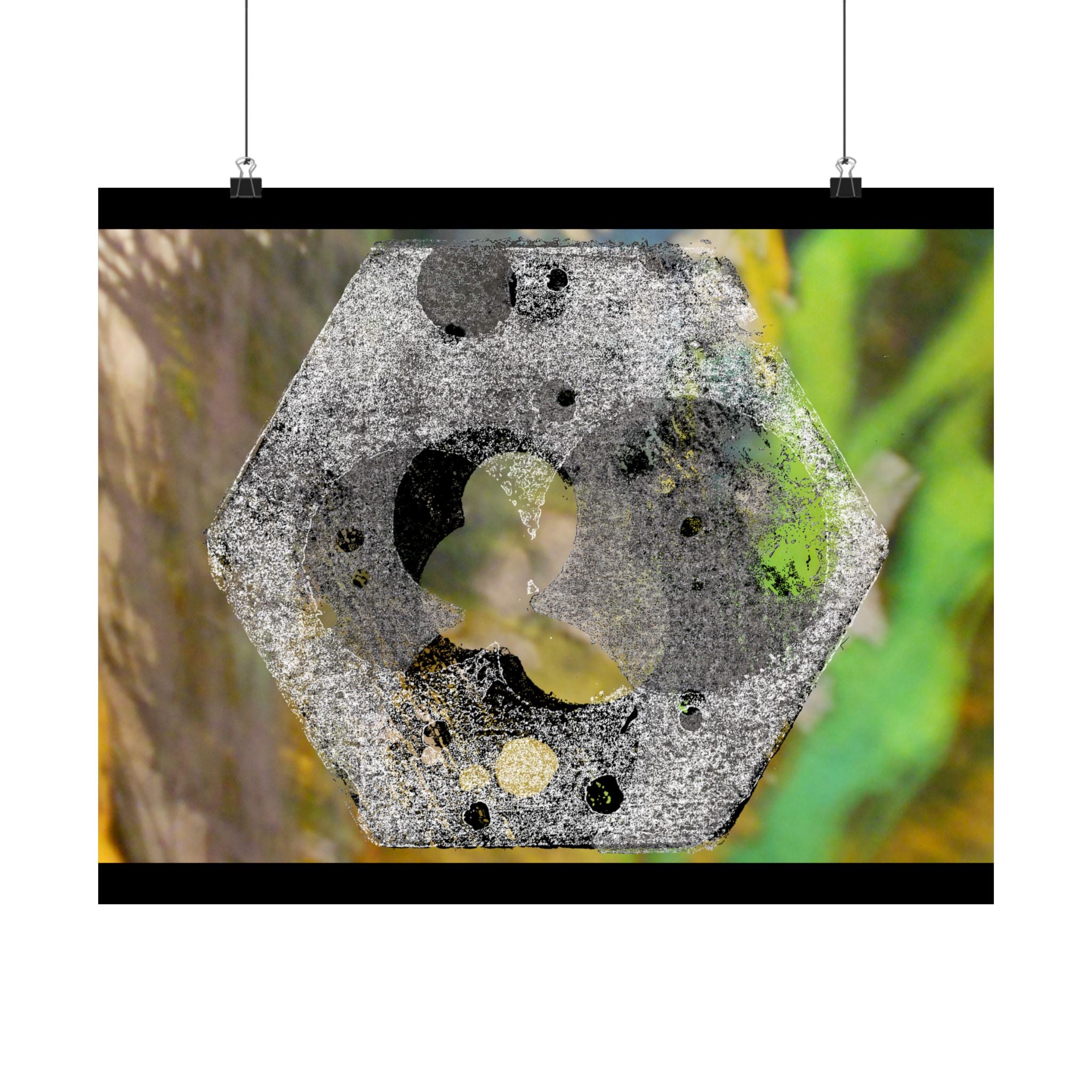 Abstract Hex Bolt Close-Up Matte Poster — Industrial Nature Wall Art