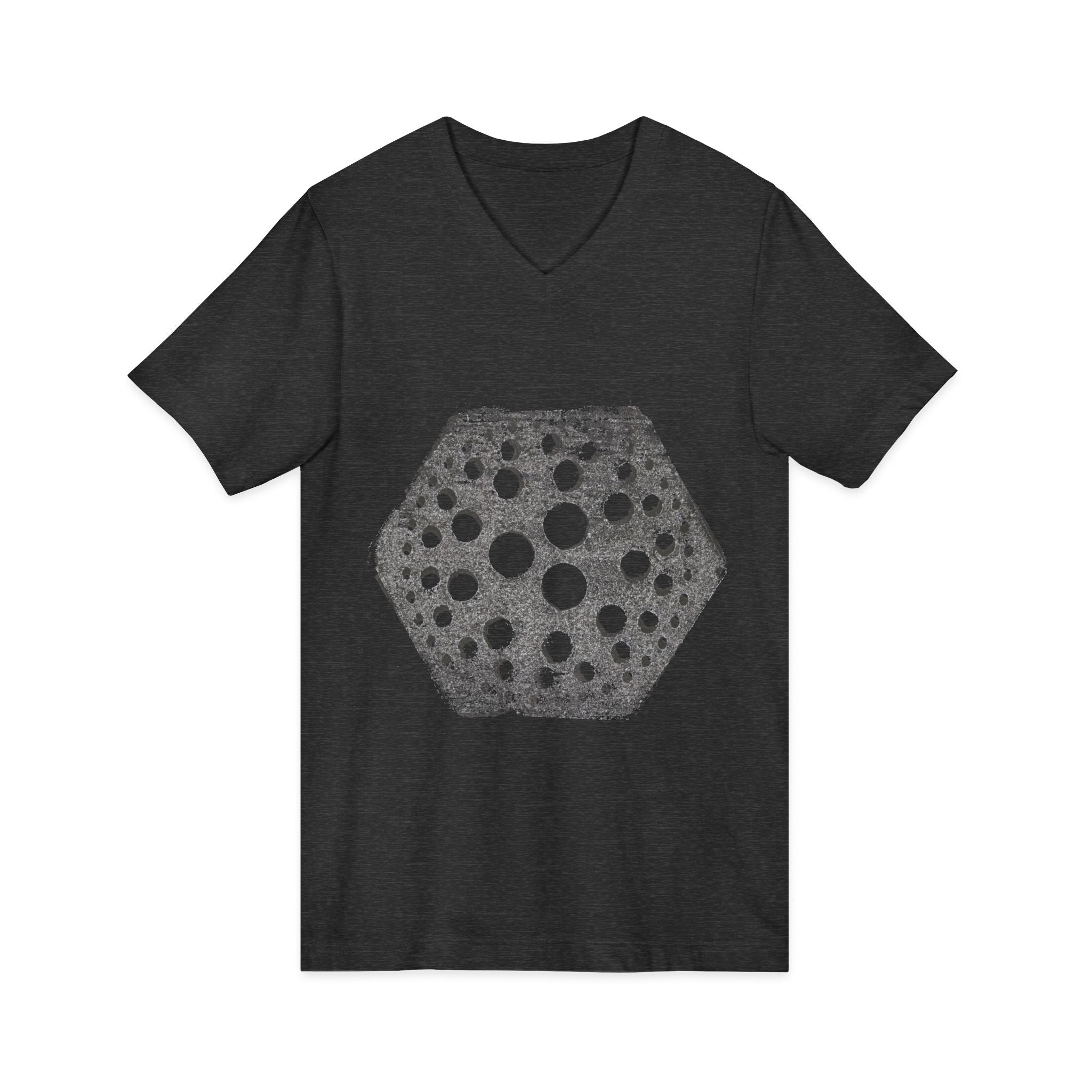 Hex Moon Graphic Tee Design Hex03 — T-shirt met V-hals en vintage astronomisch design, geïnspireerd op Space Cheese