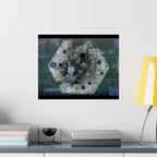 Abstract Hexagon Collage Matte Poster — Moody Blue Geometric Wall Art