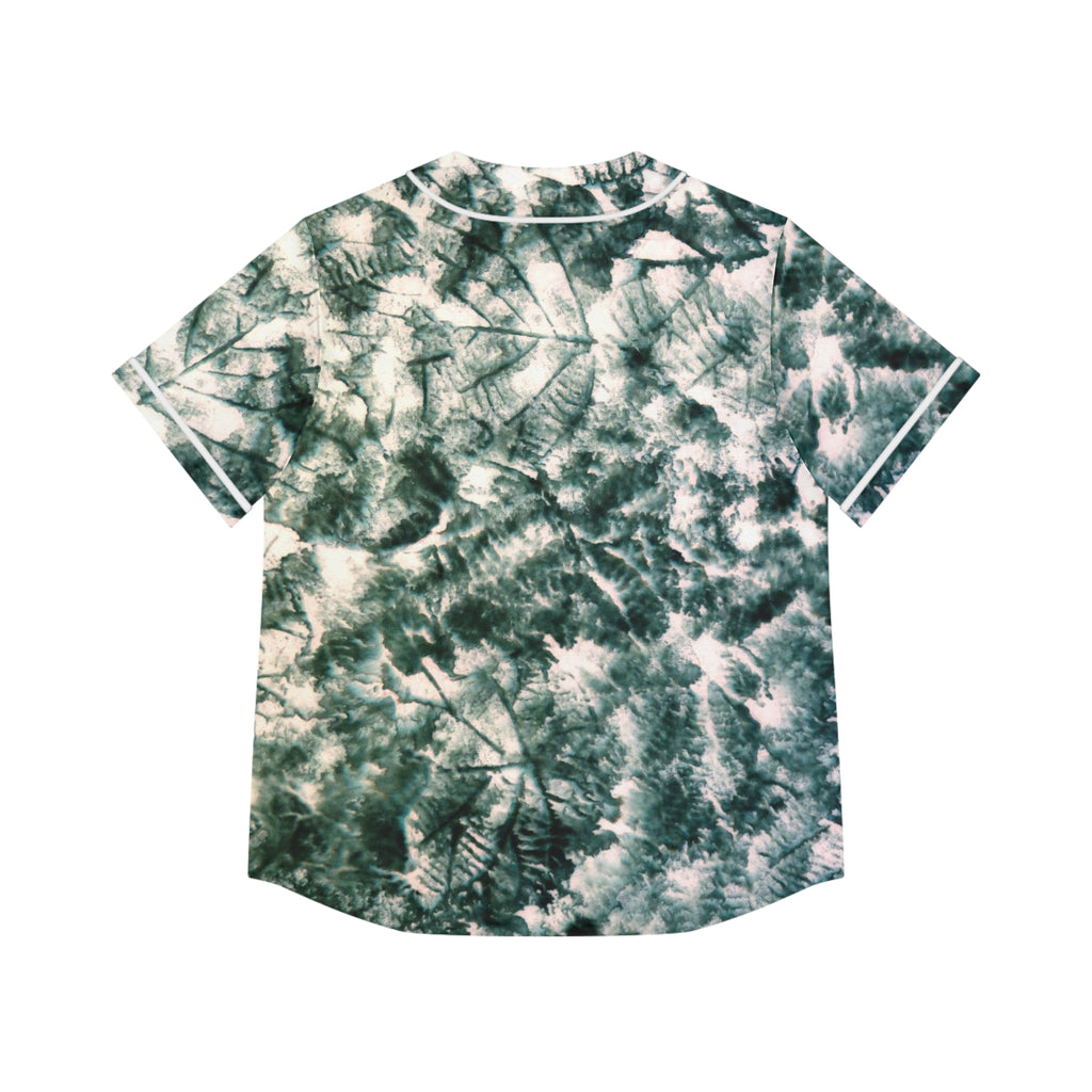 Tie-Dye Fern Baseball Jersey — Women's Relaxed AOP Button-Up