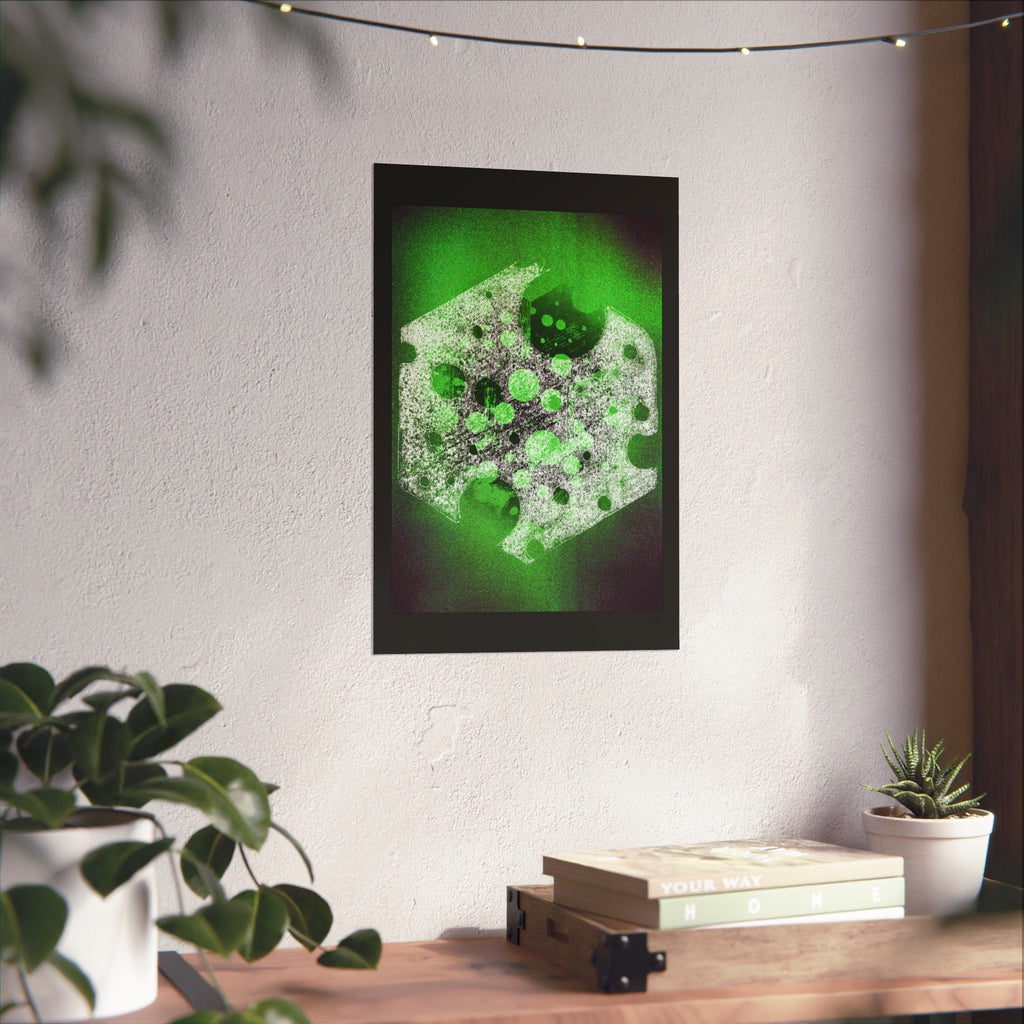 Abstract Green Hexagon Art Poster — Matte Vertical Wall Print
