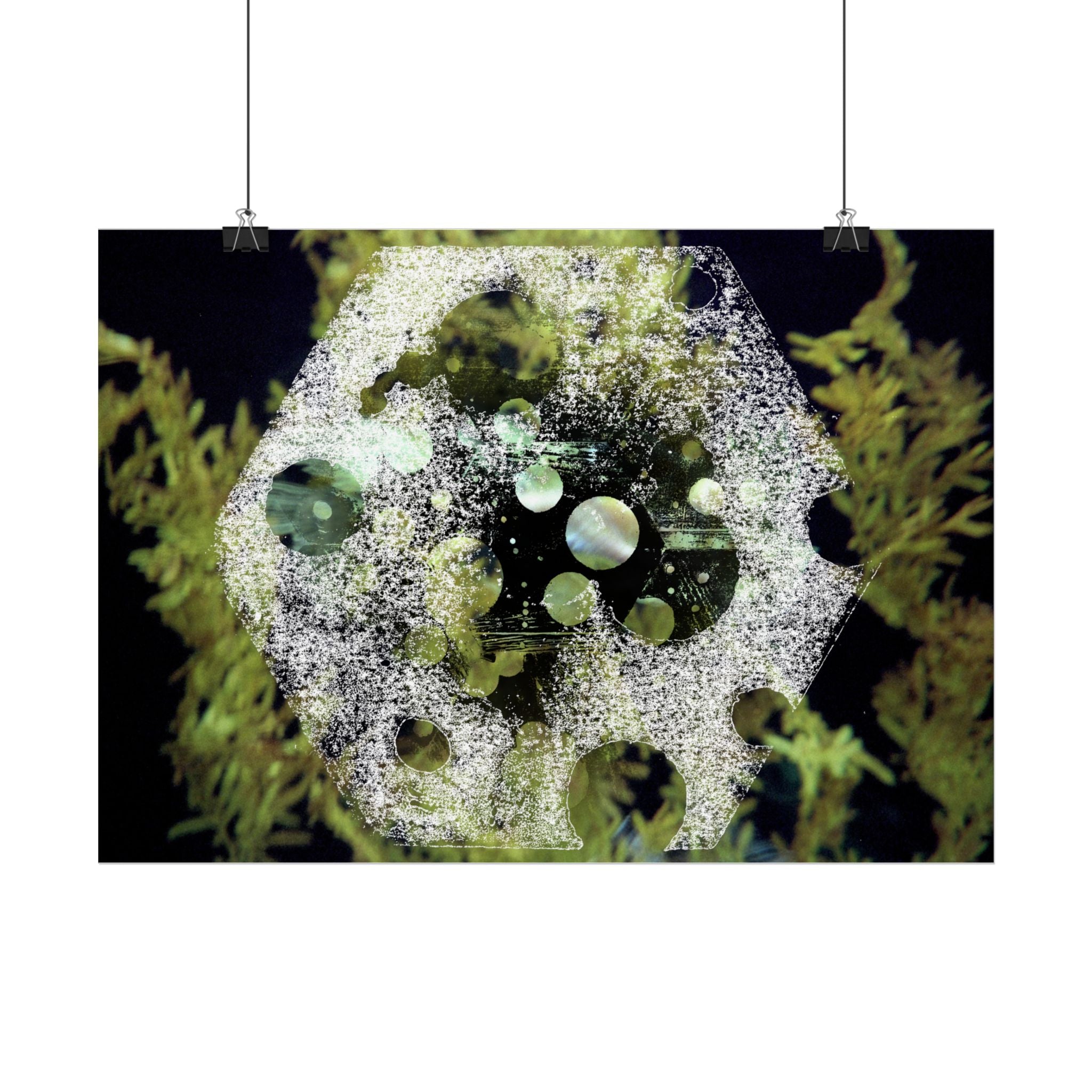 Abstract Green Bubble Matte Poster — Botanical Surreal Horizontal Wall Art