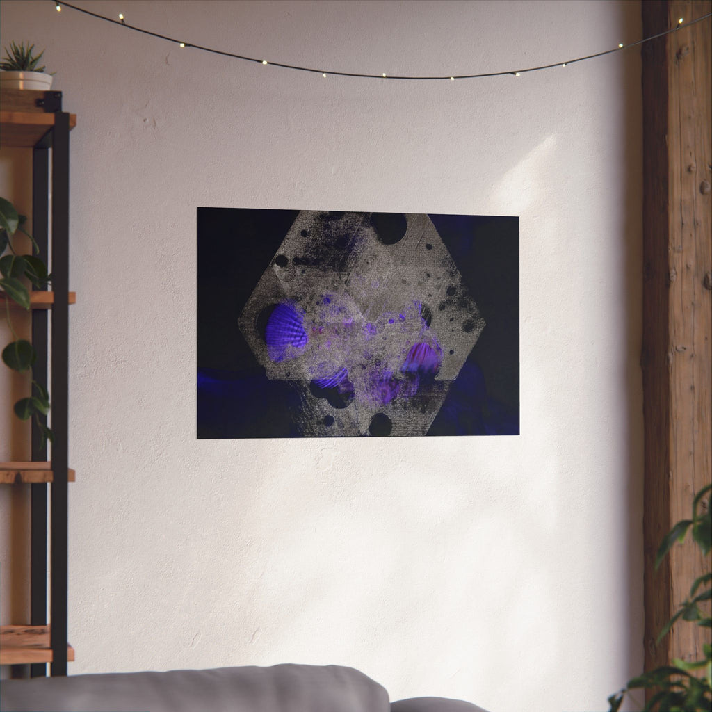 Abstracte zeshoekige paarse rook matte poster 