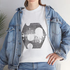 Hexagon Circles Graphic Tee — Digital Manual Print Art