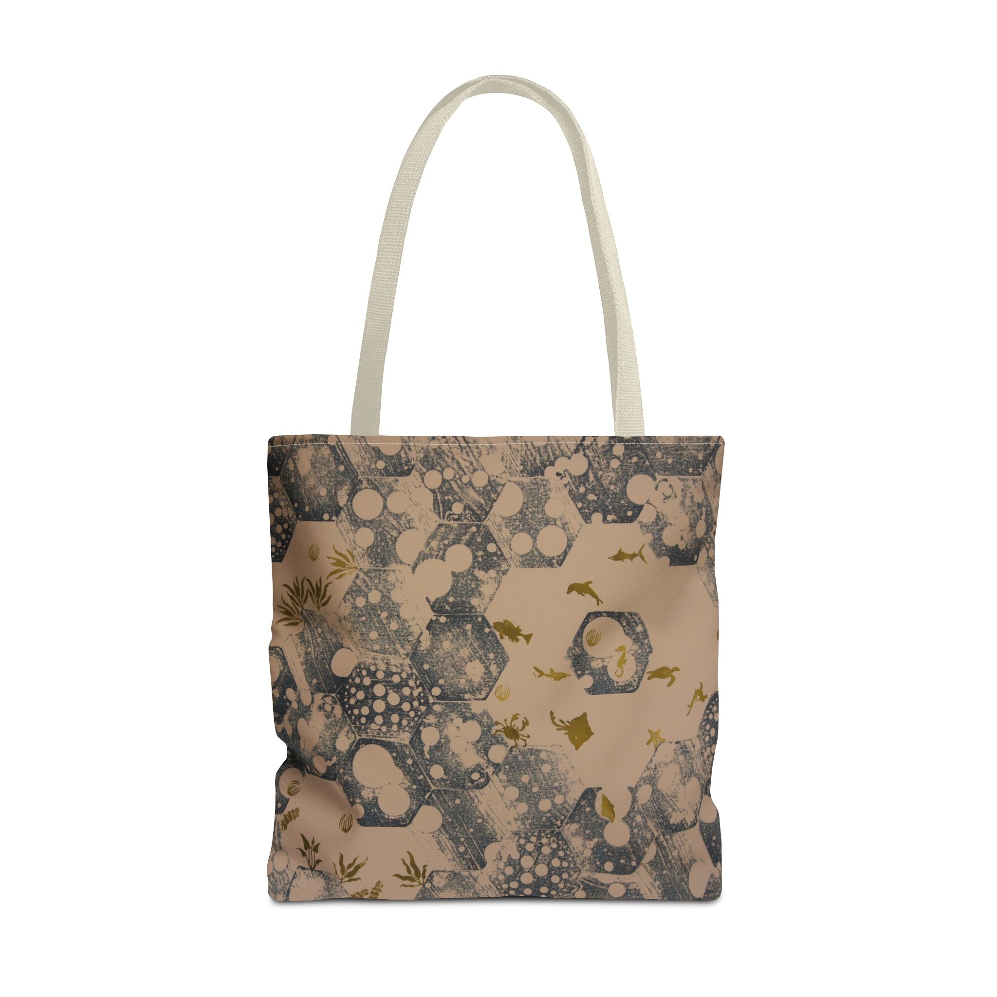 Abstract Marble Pattern Tote Bag — Neutral Honeycomb Bubble Design