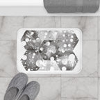 Geometric Hexagon Snowflake Bath Mat – Monochrome Modern Bathroom Rug