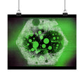 Abstract Green Hexagon Matte Poster — Sci‑Fi Geometric Wall Art