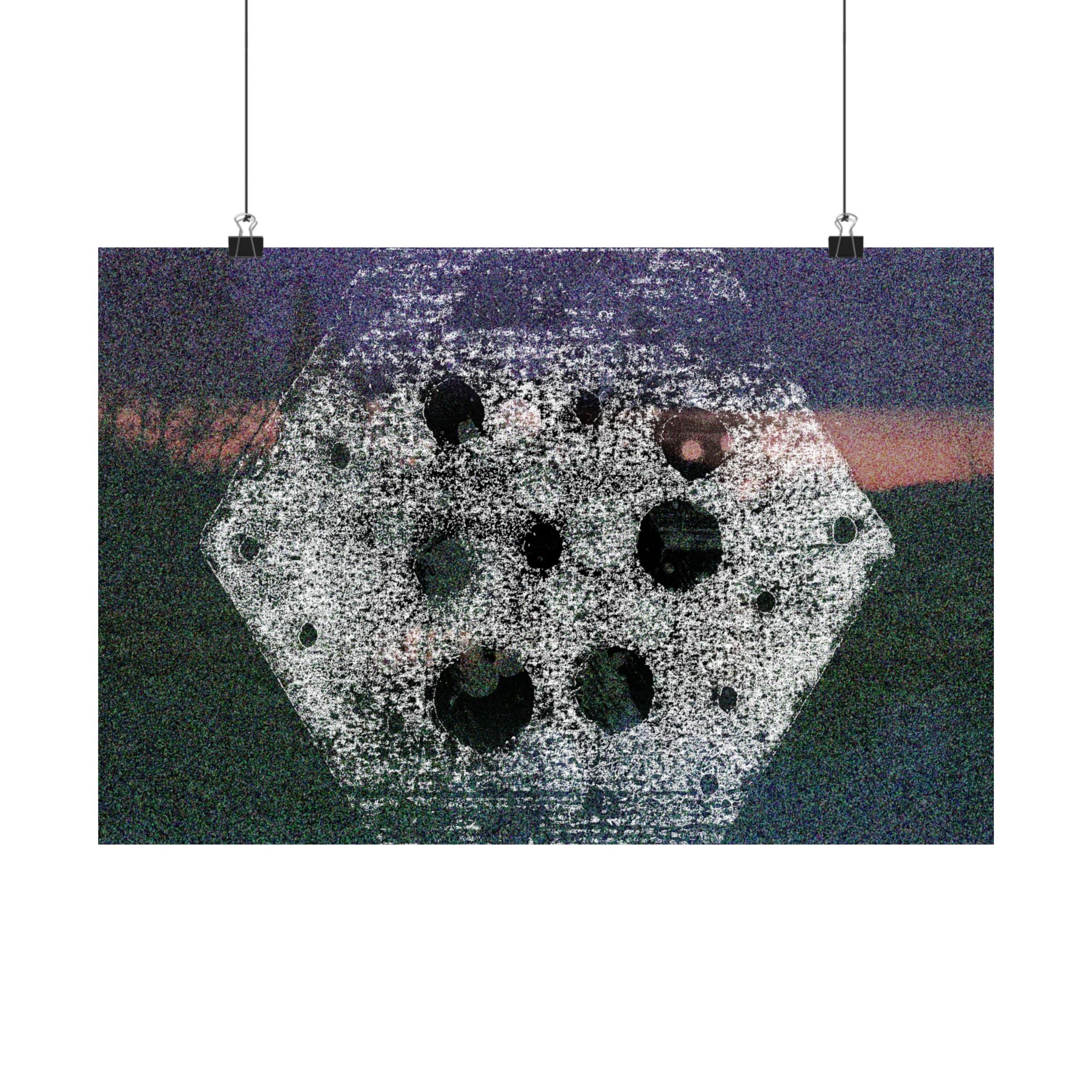 Abstracte zeshoekige nachtlandschap poster (matte uitvoering) 