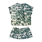 Tie-Dye Fern Women's Pajama Set — Short Sleeve Top & Shorts Loungewear