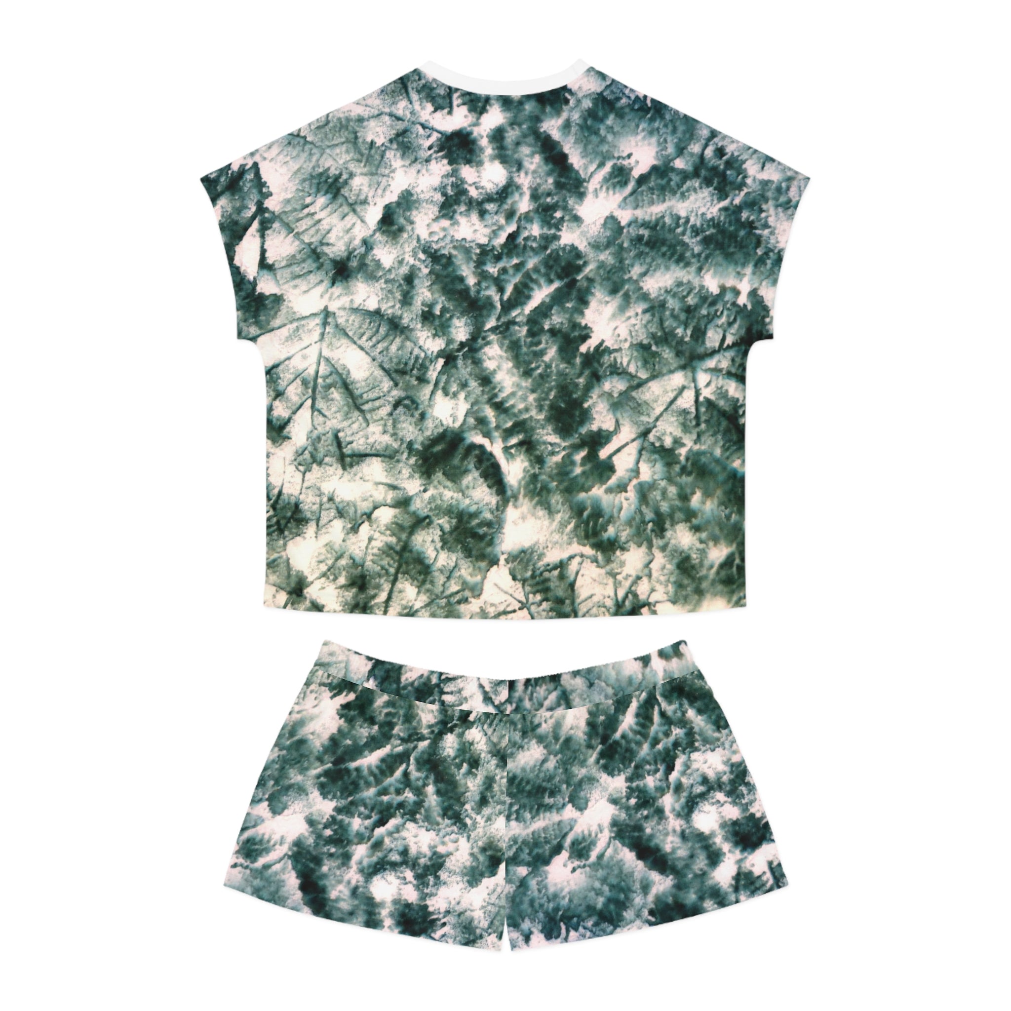 Tie-Dye Fern Women's Pajama Set — Short Sleeve Top & Shorts Loungewear